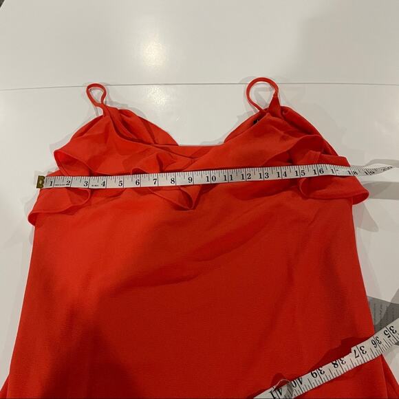 Felicity & Coco Isabella Sleeveless Ruffle V Neck Dress in Fire Coral Size M‎ - Picture 9 of 10